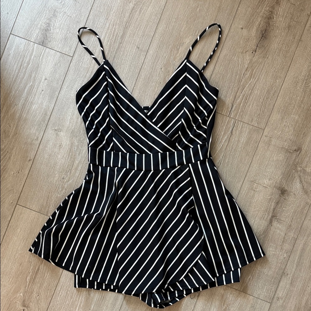 Windsor Black and White Striped Romper